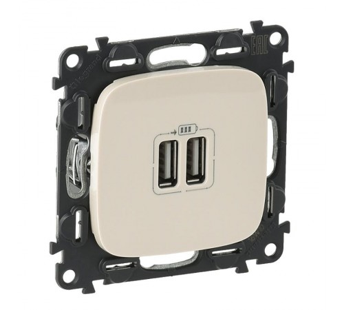 Valena ALLURE Сл.кость Розетка 2-ая USB 240В/5В 1500мА (с лицевой панелью)  754996  Legrand