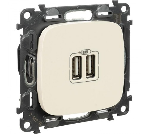 Valena ALLURE Сл.кость Розетка 2-ая USB 240В/5В 1500мА (с лицевой панелью)  754996  Legrand