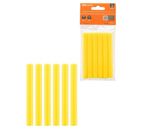 Клеевые стержни универсальные желтые, 11 мм x 100 мм, 6 шт, "Алмаз"  SQ1024-0516  TDM