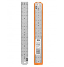 Линейка измерительная металлическая 20 см, нержавеющая сталь, двухсторонняя шкала, "Рубин"  SQ1018-0502  TDM