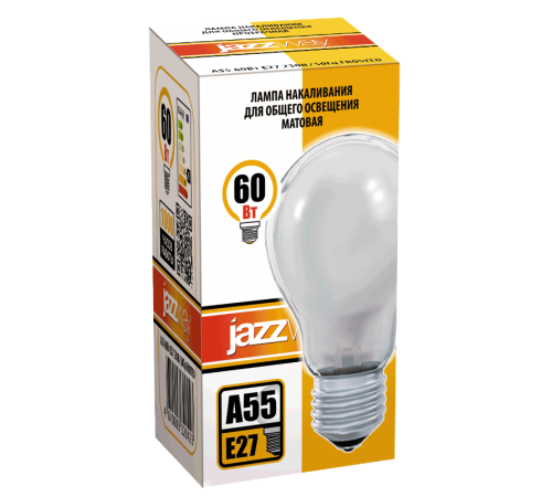 Лампа накаливания ЛОН  60Вт Е27 240В A55 frosted (БМТ 230-60-5)  3320423  Jazzway