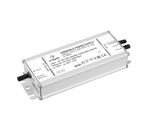Блок питания ARPV-UH12100-PFC-0-10V (12V, 8.3A, 100W) (IP67 Металл, 7 лет)  028454  Arlight
