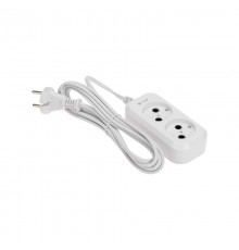 Удлинитель 2 гнезда, 3м, 2х0,75мм, б/з, белый  13-4201  PROconnect