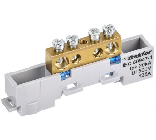 TEKFOR Шина N "ноль" неизолированная на универсальном держателе 8х12-4-С  TF-NN20-04-DL-K07  IEK