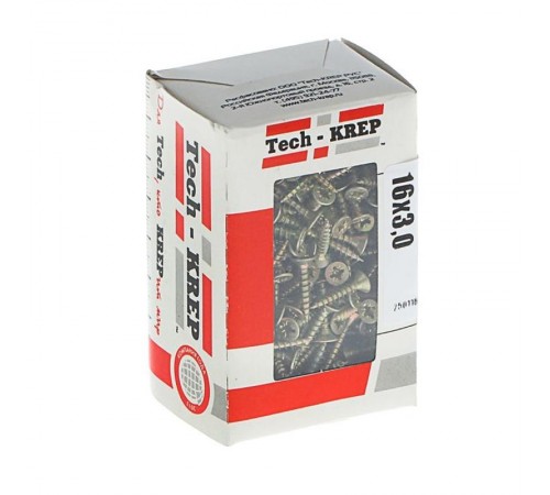 Саморезы универсальные 16х3,0 мм (500 шт) желтые - коробка с окном ( 0,274 кг)  102224  Tech-KREP