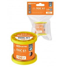 Припой ПОС 61, трубка с канифолью, ГОСТ 21931-76, 1 мм, 100 г, катушка, инд. упак., "Алмаз"  SQ1025-1801  TDM