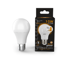 Лампа светодиодная LED 10Вт E27 220В 2700К A60, диммируемая  102502110-S  Gauss