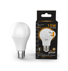 Лампа светодиодная LED 10Вт E27 220В 2700К A60, диммируемая  102502110-S  Gauss