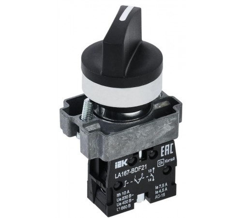 Переключатель LA167-BDF21 2 полож. 1з черный  BSW20-BDF21-1-24-67-2-K02  IEK