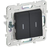 SKANDY Выключатель 2-клавишный проходной с индикацией 10А SK-V10G графит  SK-V22-1-10-K53  IEK