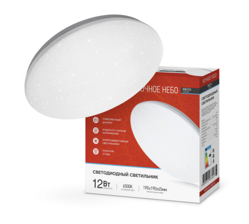 Светильник светодиодный серии DECO 12Вт 230В 6500К 780лм 190х65мм НОЧНОЕ НЕБО  4690612033457  IN HOME