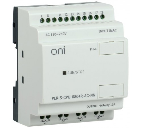 Логическое реле PLR-S. CPU0804(R) 220В AC без экрана ONI  PLR-S-CPU-0804R-AC-NN  ONI
