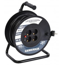 Катушка УК40 с т/з 4 места 2P+PE/40м 3х1,5мм2  WKP20-16-04-40-G  GENERICA