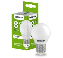 Лампа светодиодная G45 шар 8Вт 230В 4000К E27   LL-G45-08-230-40-E27-G  GENERICA