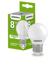 Лампа светодиодная G45 шар 8Вт 230В 4000К E27   LL-G45-08-230-40-E27-G  GENERICA