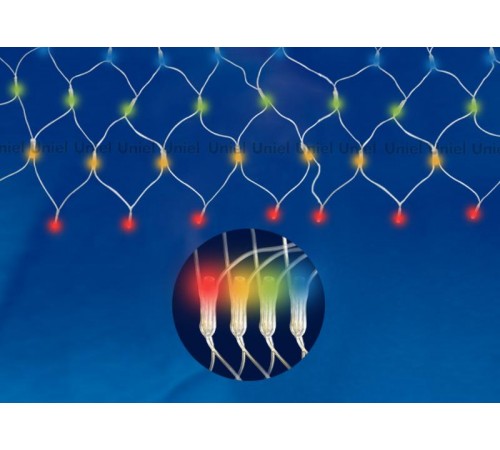 Гирлянда-сетка светодиодная    ULD-N4207-320/DTA MULTI IP20   4,2х0,75 м, 320 светодиодная , разноцветная, с контр. шнур прозр., IP20  06731  Uniel