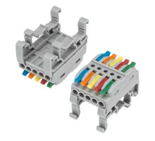 Клемма СМК 222-425D проходная 5-полюсная, с креплением на DIN-рейку (0,08-4 мм), серая (4 шт./уп.)  07-5236-04  REXANT