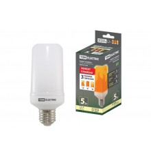 Лампа светодиодная "Эффект пламени" Т65-5 Вт-230 В-1500 К-E27 (65х138) TDM  SQ0340-0339  TDM