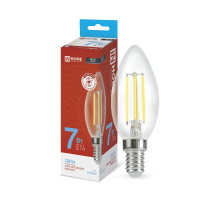 Лампа светодиодная LED-СВЕЧА-deco 7Вт 230В Е14 6500К 630Лм прозр  4690612029665  IN HOME