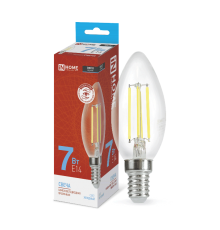 Лампа светодиодная LED-СВЕЧА-deco 7Вт 230В Е14 6500К 630Лм прозр  4690612029665  IN HOME