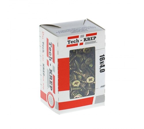 Саморезы универсальные 16х4,0 мм (200 шт) желтые - коробка с окном ( 0,203 кг)  102240  Tech-KREP