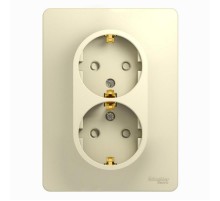 Glossa Бежевый Розетка 2-я с заземлением со шторками (в сборе с рамкой)  GSL000226  SE
