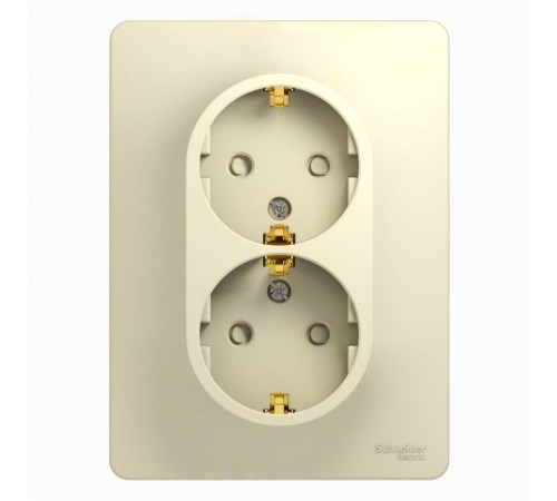 Glossa Бежевый Розетка 2-я с заземлением со шторками (в сборе с рамкой)  GSL000226  SE