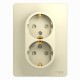 Glossa Бежевый Розетка 2-я с заземлением со шторками (в сборе с рамкой)  GSL000226  SE