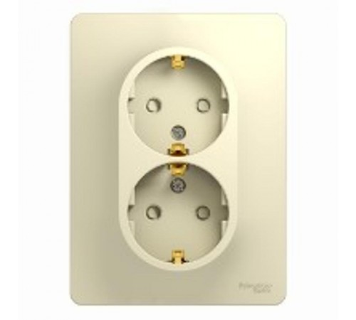 Glossa Бежевый Розетка 2-я с заземлением со шторками (в сборе с рамкой)  GSL000226  SE