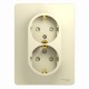 Glossa Бежевый Розетка 2-я с заземлением со шторками (в сборе с рамкой)  GSL000226  SE