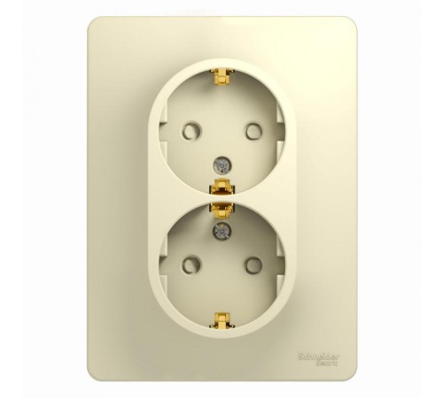 Glossa Бежевый Розетка 2-я с заземлением со шторками (в сборе с рамкой)  GSL000226  SE