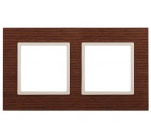 14-5302-09 Рамка на 2 поста, дерево, Эра Elegance, дуб+сл.кость  Б0034574  ЭРА