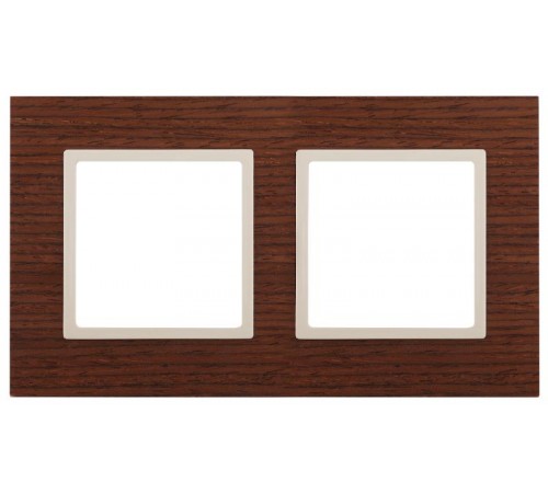 14-5302-09 Рамка на 2 поста, дерево, Эра Elegance, дуб+сл.кость  Б0034574  ЭРА