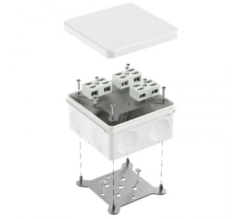 Коробка огнестойкая разветвительная для о/п двухкомпонентная 60-0300-FR6.0-4-6-Р Е15-Е60 RAL9003 100х100х50 (14 шт/уп)  60-0300-9003-FR6.0-4-6-Р  Пр