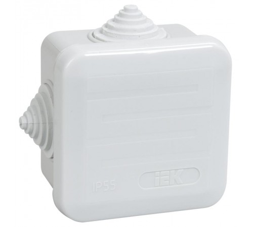 Коробка распределительная КМ41236 для о/п 70х70х44 мм IP44 (RAL7035, 4 гермоввода, защелкивающаяся крышка)  UKOZ11-070-070-040-K41-44  IEK