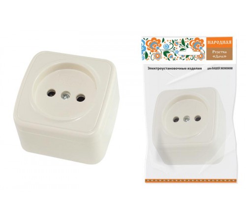 Розетка 2П открытой установки IP20 10А, сл. кость "Дача" Народная  SQ1824-0020  TDM