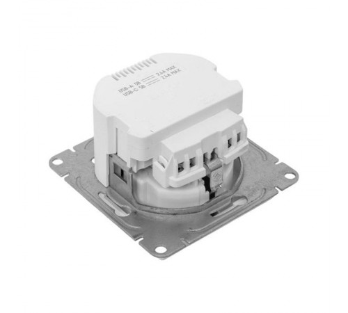 Механизм розетки с USB-A+С - 2шт, 16А, с заземлением, со шторками, алюминий Эпика EKF  UP1-SOA-111-USBA+USBC  EKF