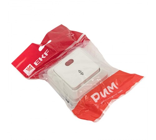 Рим Выключатель проходной 1-клавишный с индикатором 10А белый EKF  ENV10-125-10  EKF