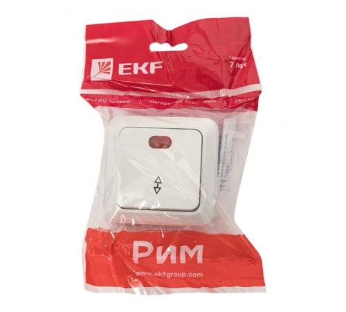 Рим Выключатель проходной 1-клавишный с индикатором 10А белый EKF  ENV10-125-10  EKF