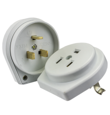 Разъем РШ-ВШ 32А 250В 2P+PE (СУ) пластиковый бел. EKF PROxima  AS-250-H-02  EKF