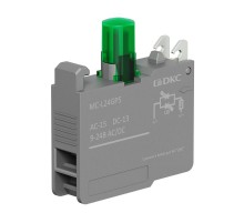 Контактный блок с клеммными зажимами под винт со светодиодом на  9-24В, зелёный  MC-L24GPS  DKC