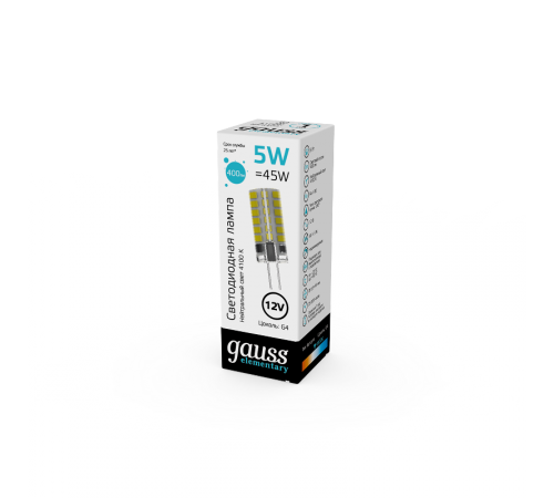 Лампа светодиодная Elementary G4 12V 5W 400lm 4100K силикон LED 1/20/200  18725  Gauss