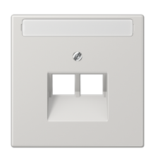 Крышка для сдвоенной телефонной и компьютерной розетки UAE с полем для надписи; светло-серая  LS969-2NAUALG  Jung