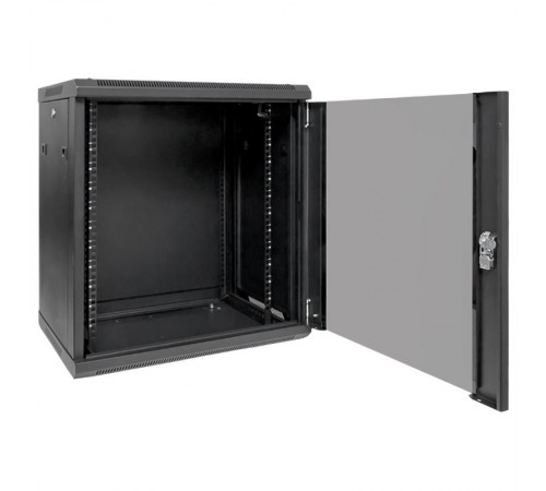 Шкаф настенный 19" TERACOM PRO 12U 600х450 мм дверь стеклянная с замком-ручкой чёрный  TRP-WLL-1264-40B  EKF