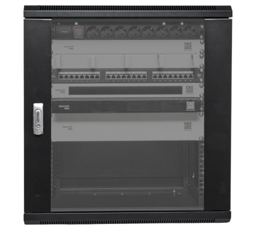 Шкаф настенный 19" TERACOM PRO 12U 600х450 мм дверь стеклянная с замком-ручкой чёрный  TRP-WLL-1264-40B  EKF