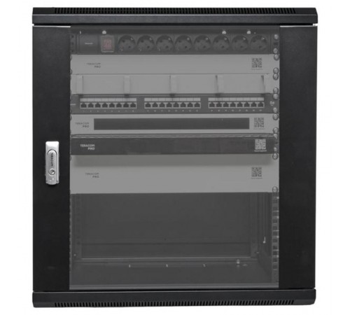 Шкаф настенный 19" TERACOM PRO 12U 600х450 мм дверь стеклянная с замком-ручкой чёрный  TRP-WLL-1264-40B  EKF