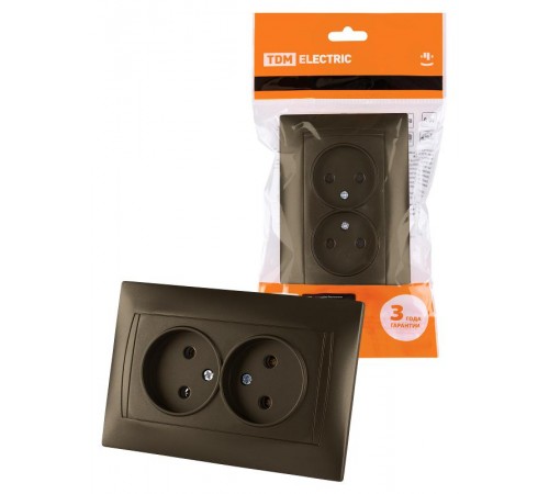 Розетка двойная 2П 10А 250В  бронза "Лама"  SQ1815-0724  TDM