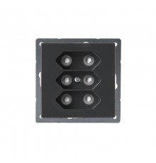 Розетка 3*EuroSocket 6А 230В, без заземления, антрацит  303UC-81   2TKA00000340  ABB