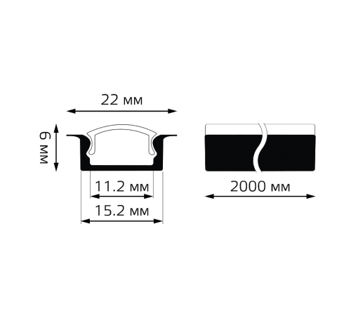 Профиль для ленты LED врезной гл 7mm - 2m 1/80  BT414  Gauss