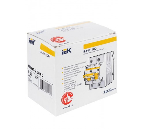 Выключатель автоматический двухполюсный ВА47-100 80А C 10кА KARAT  MVA40-2-080-C  IEK